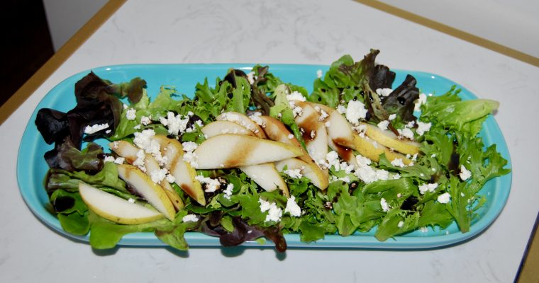 Pear and Baby Greens Salad with Balsamic Reduction
