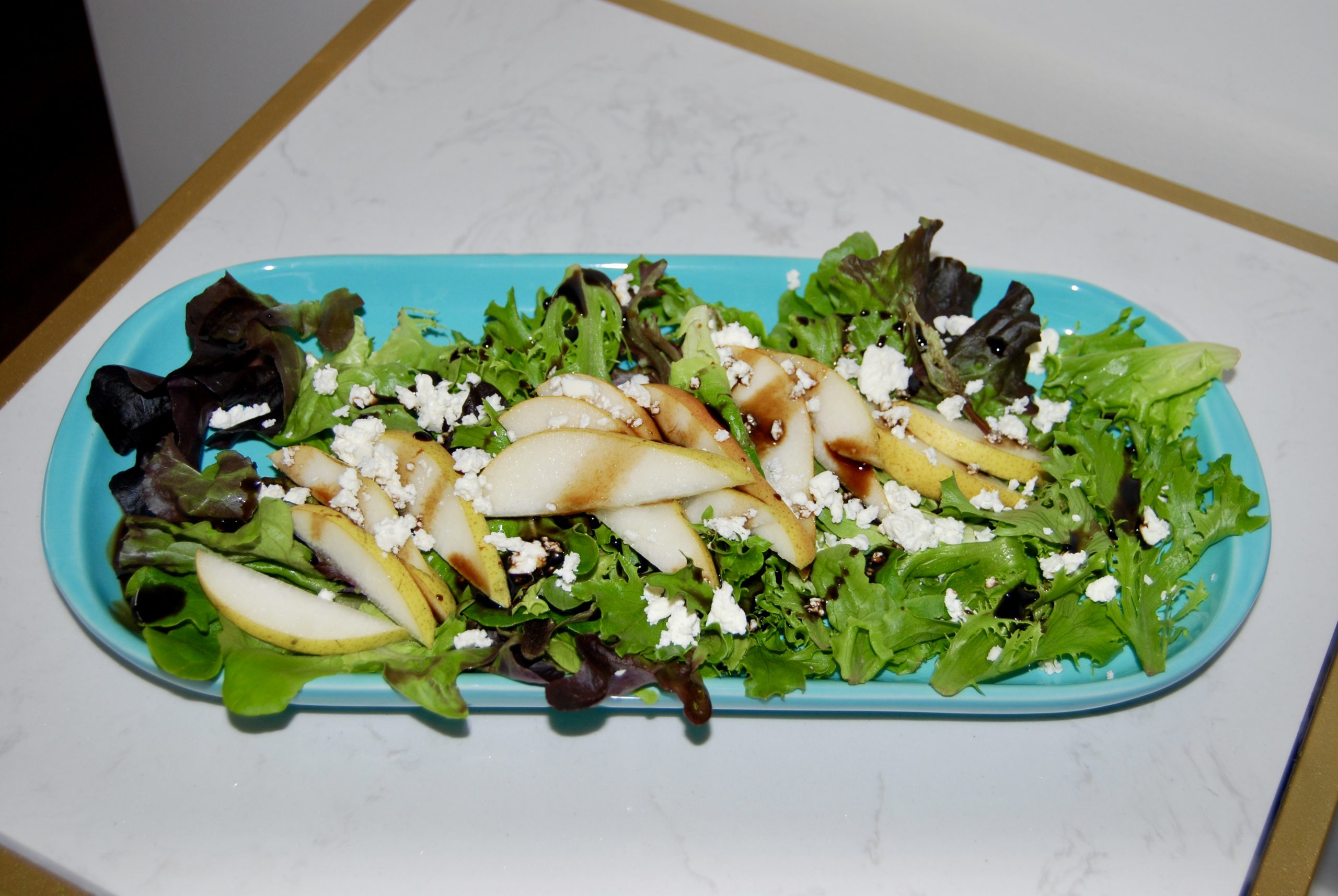 Pear and Baby Greens Salad with Balsamic Reduction